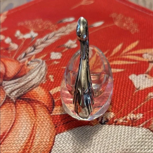 Sterling silver divided glass salt cellar - Picture 2 of 2